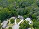 An aerial view showcases the house and the surrounding forest at 4307 Smithsonia Ct, Tucker, GA 30084