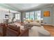 Bright and open living room area with hardwood floors, large windows, and stylish furniture at 4307 Smithsonia Ct, Tucker, GA 30084