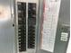 Close-up of a circuit breaker box with labeled breakers for electrical systems at 202 Gamel Rd, Dallas, GA 30157