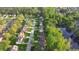 Expansive aerial view showcases the neighborhood's harmonious blend of homes, streets, and natural landscape with a serene pond at 290 Magnolia Walk Ln, Atlanta, GA 30349