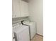 Well-lit laundry room with white washer, dryer, and cabinets above appliances at 9290 Prestwick Club Dr, Johns Creek, GA 30097