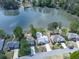 A high angle view of the backyard pool and community lake at 140 N Lakeside Nw Dr, Kennesaw, GA 30144