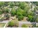 Drone view showcasing the property's location, with mature trees, and proximity to the road at 645 Camp Perrin Rd, Lawrenceville, GA 30043
