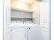 A closet laundry room with a washer, dryer, and storage shelves at 725 Dalrymple Rd # 3G, Atlanta, GA 30328