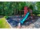 Backyard with a charming playset, surrounded by lush greenery at 4149 Yancey Rd, Douglasville, GA 30135