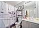 Stylish bathroom with a unique shower curtain, modern fixtures, and a functional layout for everyday use at 419 Farmwood Way, Canton, GA 30115