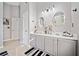 Well-lit main bathroom with dual sinks, modern lighting, and stylish gray vanity at 419 Farmwood Way, Canton, GA 30115