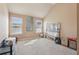 Bedroom with neutral carpet, two bright windows and vaulted ceiling at 4316 Constellation Blvd, Snellville, GA 30039