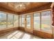 Cozy sunroom with wood paneling and a ceiling fan, offering ample natural light at 566 Huff St, Lawrenceville, GA 30046