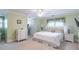 This bedroom features neutral paint, carpet and an accent wall, plus white furniture and window treatments at 860 Cramac Dr, Lawrenceville, GA 30046