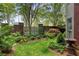Lush backyard with manicured lawn, mature trees, and brick perimeter at 1061 Arbor Ne Trce, Atlanta, GA 30319