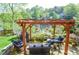 Charming patio area with cozy seating and a pergola, set against a picturesque lake backdrop at 4730 W Forest Peak, Marietta, GA 30066