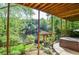 Lower level patio with hot tub overlooks a beautifully landscaped yard and peaceful lake at 4730 W Forest Peak, Marietta, GA 30066