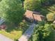 An aerial view of a single story home showing the mature lawn, landscaping and long driveway at 2685 Buena Vista Ave, Doraville, GA 30340
