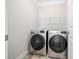 Convenient laundry room with modern washer and dryer, plus storage shelving at 2890 Canter Meadow Dr, Cumming, GA 30040