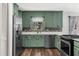 Updated kitchen features green cabinets, stainless steel appliances, and a modern backsplash at 2920 Dara Dr, Marietta, GA 30066
