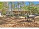 Exterior shot of property featuring covered porch and wooded area at 5400 Kings Camp Cabin 16 Se Rd, Acworth, GA 30102