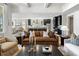 Open concept living room featuring a kitchen, stylish seating, and modern décor at 5349 Memento Trace, Cumming, GA 30040