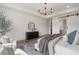 Bright main bedroom with decor, chandelier, tray ceiling and large closet access at 5345 Keepsake Court, Cumming, GA 30040
