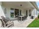 Covered patio with an outdoor dining set and an open view to interior spaces at 5345 Keepsake Court, Cumming, GA 30040