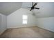 Bedroom with vaulted ceiling, ceiling fan, and natural light at 3228 Trinity Mill Cir, Dacula, GA 30019
