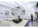 Bright living room featuring a modern sofa, fireplace, and decorative artwork at 3228 Trinity Mill Cir, Dacula, GA 30019