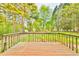 Wood deck overlooking the spacious backyard with mature trees, offering a peaceful outdoor retreat at 622 Jockey Ln, Auburn, GA 30011