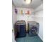 Convenient laundry room with modern washer and dryer, as well as storage shelving at 3875 Ivy Run Cir, Duluth, GA 30096
