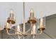 Close-up of a stylish six-light chandelier with glass shades, adding a touch of sophistication to any room at 663 Egrets Landing Lot #55, Covington, GA 30014