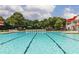 Large community pool with marked lanes, surrounded by lounge chairs and mature trees at 663 Egrets Landing Lot #55, Covington, GA 30014