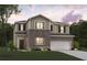Charming two-story home with brick and siding, features a two-car garage and landscaped front yard at 7099 Brushwood Bend (Lot 49), Lithonia, GA 30058