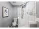 Updated bathroom with a glass shower, elegant fixtures, and modern tilework at 2724 Bomar Rd, Douglasville, GA 30135