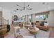 Bright living room featuring modern lighting, hardwood floors, and stylish furnishings at 114 Briargate Dr, Johns Creek, GA 30097
