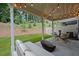 A covered patio has string lights, outdoor seating and furniture, perfect for entertaining or relaxing at 114 Briargate Dr, Johns Creek, GA 30097