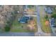 Aerial view showcasing a landscaped yard, driveway, and the surrounding neighborhood's tree-lined streets at 500 Katherines Cv, Mcdonough, GA 30253