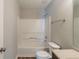 Clean bathroom with combination shower and tub at 6205 Leverett Dr, Lithonia, GA 30038
