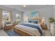 This main bedroom has neutral walls, wicker furniture, and an ocean-themed painting at 21 Belmore Manor Dr, Suwanee, GA 30024