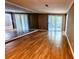 Spacious living room with sliding glass doors to the backyard at 2388 Lawrenceville Hwy # D, Decatur, GA 30033