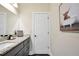 Bathroom with granite countertop, modern cabinets, and stylish decor at 220 Alcovy Reserve Way, Covington, GA 30014