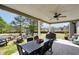 Inviting covered patio with outdoor seating, a grill, and a fire pit perfect for entertaining Gathering and friends at 220 Alcovy Reserve Way, Covington, GA 30014