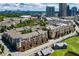 Aerial view of the building shows the pool, fitness center, and city skyline in the background at 400 17Th Nw St # 2125, Atlanta, GA 30363