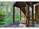 View of the underside of the deck and lush backyard with a playful swing at 125 Stoney Ridge Dr, Alpharetta, GA 30022