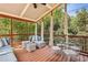 Inviting screened porch with comfortable seating, curtains for privacy, and wooded views at 12370 Preserve Ln, Johns Creek, GA 30005