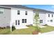 Townhome backyards feature a white privacy fence, green lawns and patios at 290 Silver Moon Drive # 111, Loganville, GA 30052