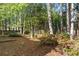 Landscaped backyard with mature trees and flowering bushes at 1035 Bridle Path Dr, Lawrenceville, GA 30045