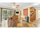Bright dining area with a glass sliding door leading to the outdoors, dining table, and bar area at 1868 Fort Valley Sw Dr, Atlanta, GA 30311