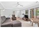 Well-lit living room with modern decor, comfortable seating, and access to outdoor area at 1817 Bedfordshire Dr, Decatur, GA 30033