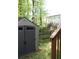 Backyard features a large backyard shed for extra storage and a well-manicured lawn at 5122 Micaela Way, Duluth, GA 30096