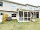 A covered screened-in patio features views of the lawn, adjacent backyard, and exterior wall at 1217 Fern Ridge Ct # 16, Norcross, GA 30093