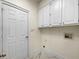 Clean laundry room with white cabinets and washer and dryer hookups at 105 Laurel Ridge Ct, Fayetteville, GA 30215